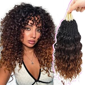 Deep Wave Crochet Hair 12” Pre Looped‎ Braids 7 Packs